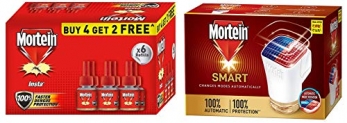 Mortein Smart Device With 45Ml Refill + Mortein Liquid Vaporizer 45 Ml Refill (4+2 Free) Pack