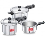 Prestige Svachh Aluminium 2+3+5 Litre Combo Cooker With Induction Base, Silver, Outer Lid