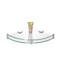 Lipka Toughened Glass Corner Round With Brass Fitted Brackets (10X10 Inches)