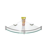 Lipka Toughened Glass Corner Round With Brass Fitted Brackets (10X10 Inches)