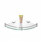 Lipka Toughened Glass Corner Round With Brass Fitted Brackets (10X10 Inches)