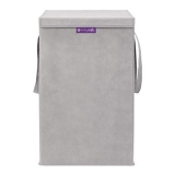 Prettykrafts Folding Laundry Basket For Clothes|Toy Storage Box With Lid & Handle, Toys Organiser, 75 Litre, Grey