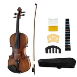 Juarez Collé Violin Kit, Solid Pine Top, Maple Back & Side, Ebony Fingerboard & Pegs, Jrv500Db With Ebony Wood Bow, Rosin, Full Tone Sticker, Mute, Bridge, Oblong Case, Full Size 4/4, Matt Dark Brown