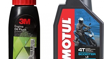 3M 2Wh Engine Oil Flush (50 Ml) + Motul Scooter Le 10W30 Engine Oil (800 Ml)