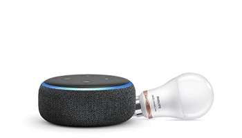 Echo Dot (Black) Combo With Philips 9W Smart Color Bulb – Smart Home Starter Kit