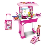 Popsugar Kitchen Set Trolly With Light And Music Toy For Kids, Pink