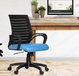 Da Urban® Tulip Mid-Back Revolving Mesh Ergonomic Chair For Home & Office With Tilt Lock Mechanism, Armrest & High Comfort Seating (Blue)
